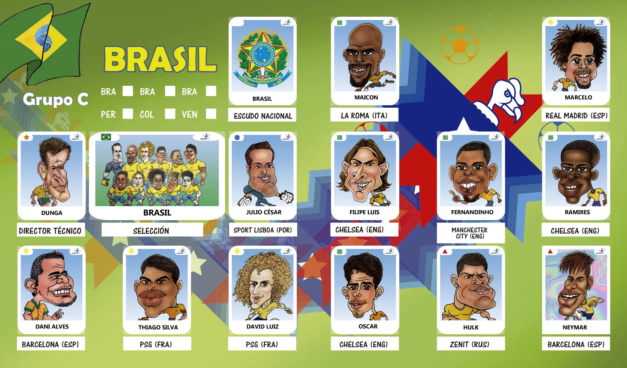 Brazil team spread from the 2015 illustrated tournament album