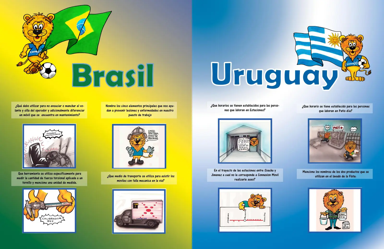 First sequence of illustrated country spreads from the Connexion Móvil album