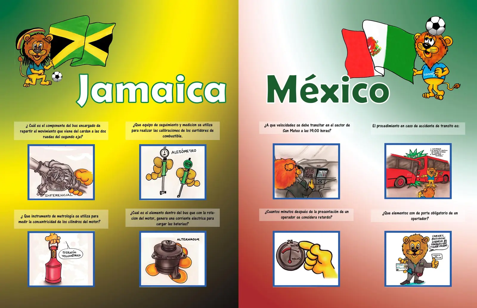 Second sequence of illustrated country spreads from the Connexion Móvil album