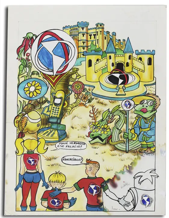 Final storyworld page showing locations, creatures and visual symbols