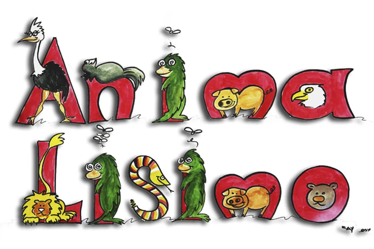 Animal characters integrated into hand-drawn typography