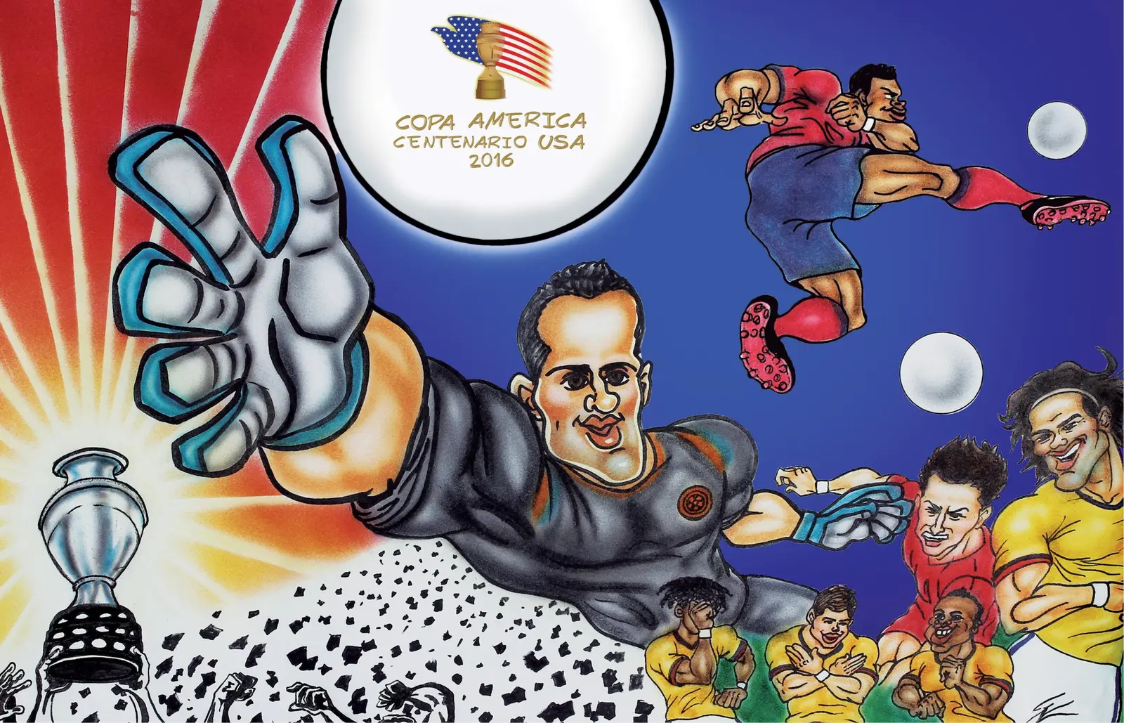 Illustrated special spread for the USA 2016 tournament prototype