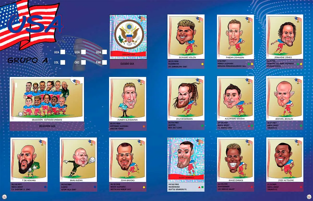 United States team page demonstrating the collectible editorial system